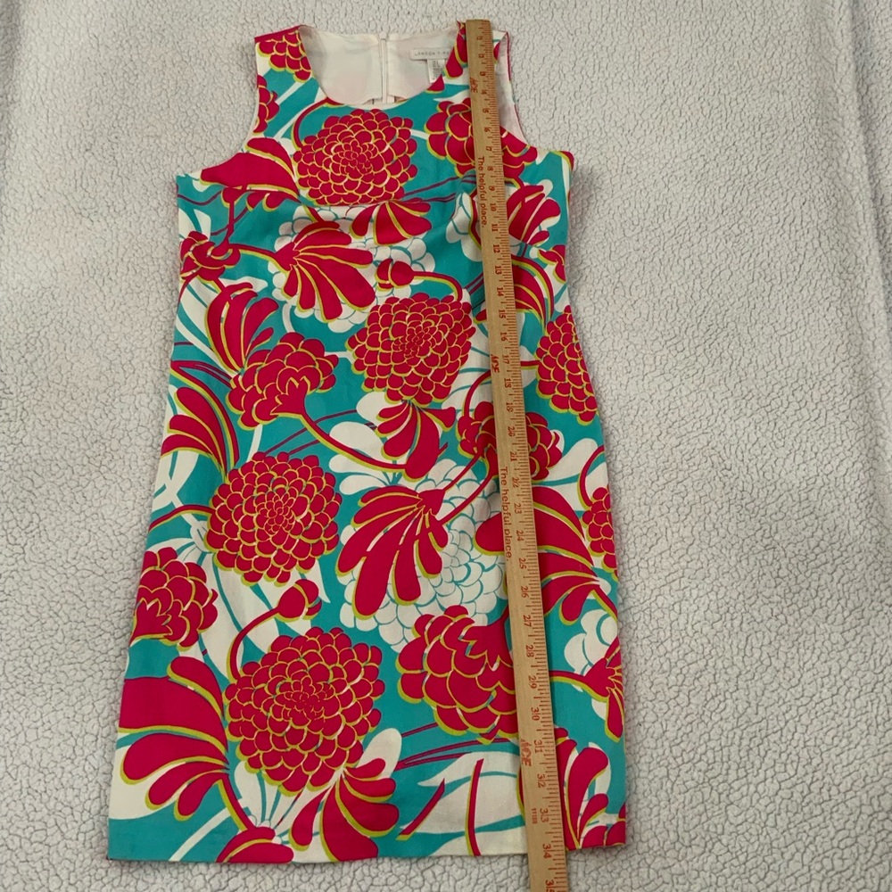 London Times Shift Dress Size 2 Preppy Floral Pink Blue Sleeveless Lightweight - Picture 11 of 12